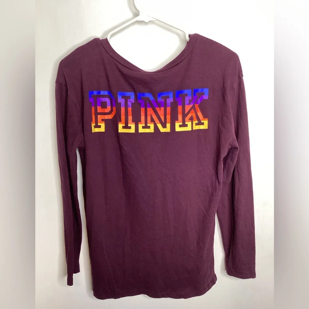 PINK Long Sleeve Tee Maroon color Sz XS - Picture 4 of 4